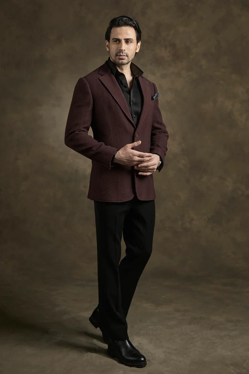 PURE | Weinroter Blazer mit Struktur