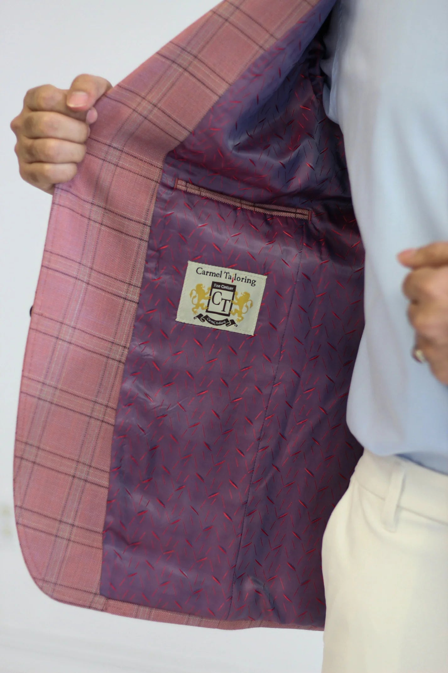 PURE | Cavani Anzug mit Karomuster – Rosa