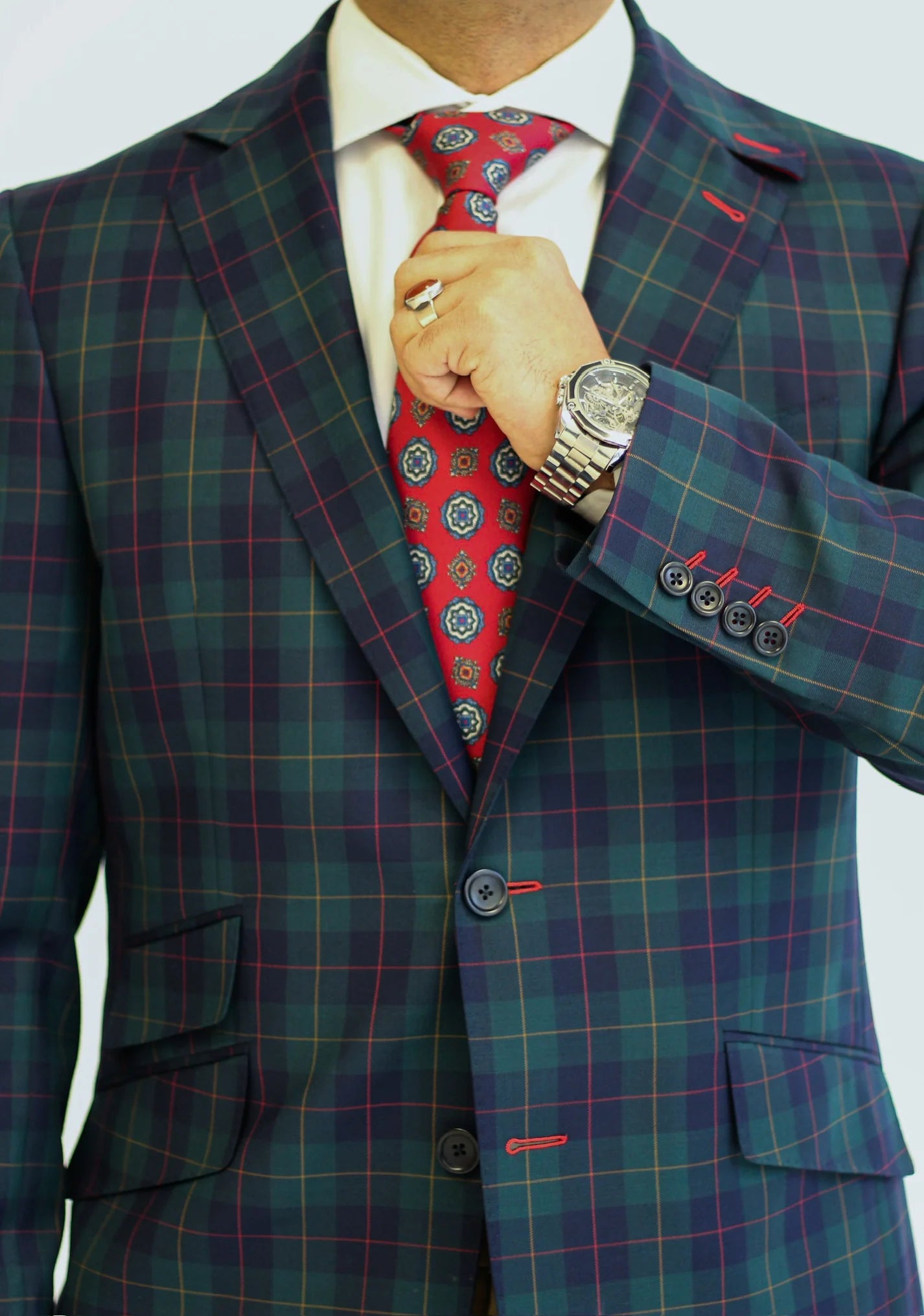PURE | Costume à carreaux Prince de Galles Signature – Vert / Marine