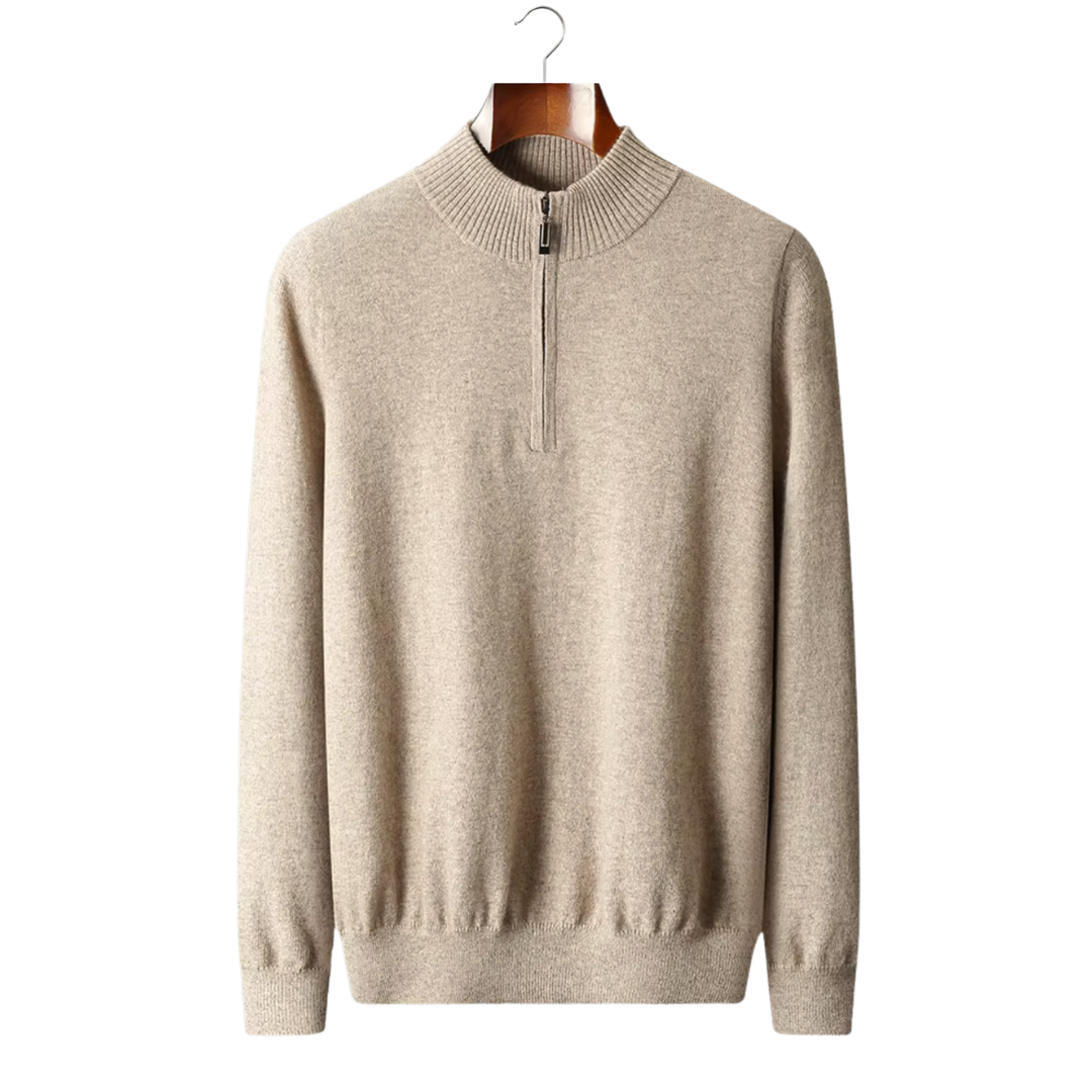 PURE WOOL HALF ZIP SWEATER