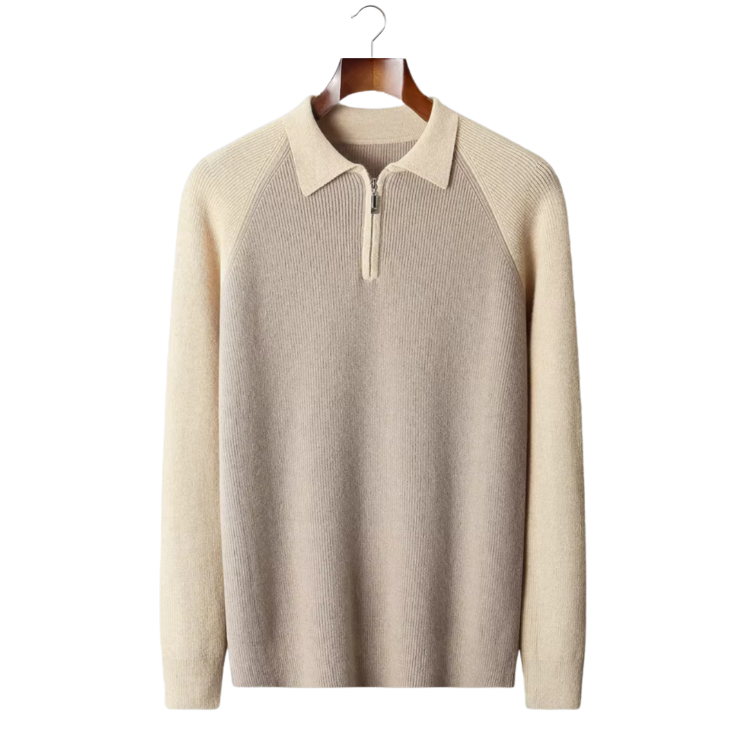 NOBA TWO TONE ZIPPER SWEATER POLO