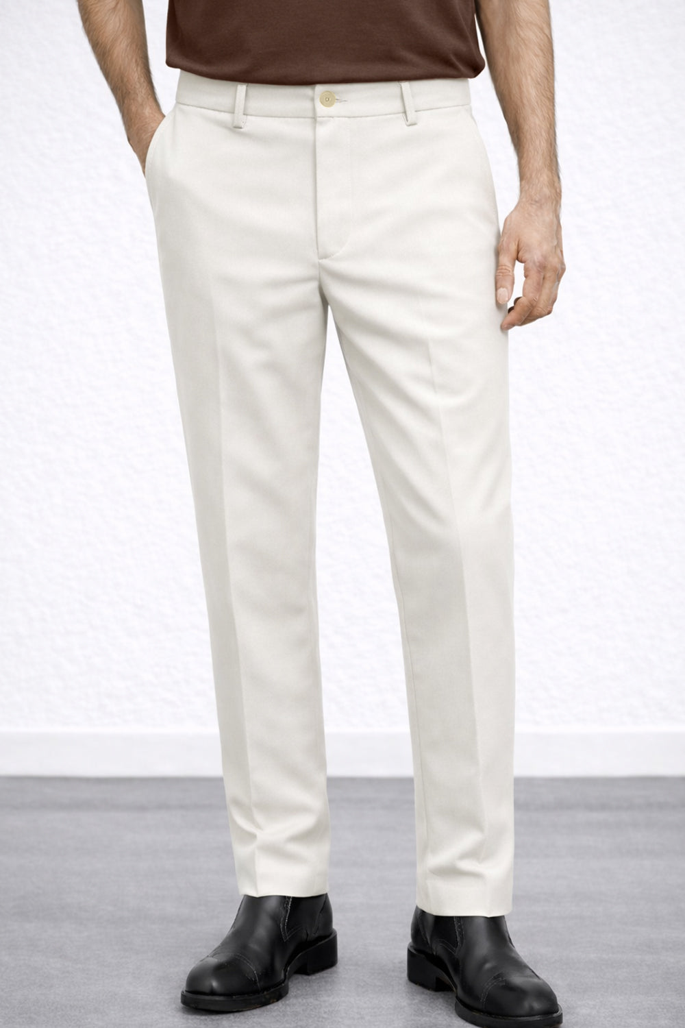 IVAR® Scuba Fitted Off White Korean Pant