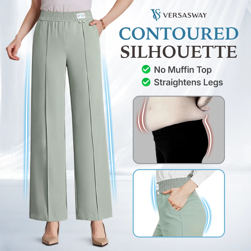Pure&amp;Clo – Ultraweiche, bequeme High-Rise-Hose mit elastischem Bund 
