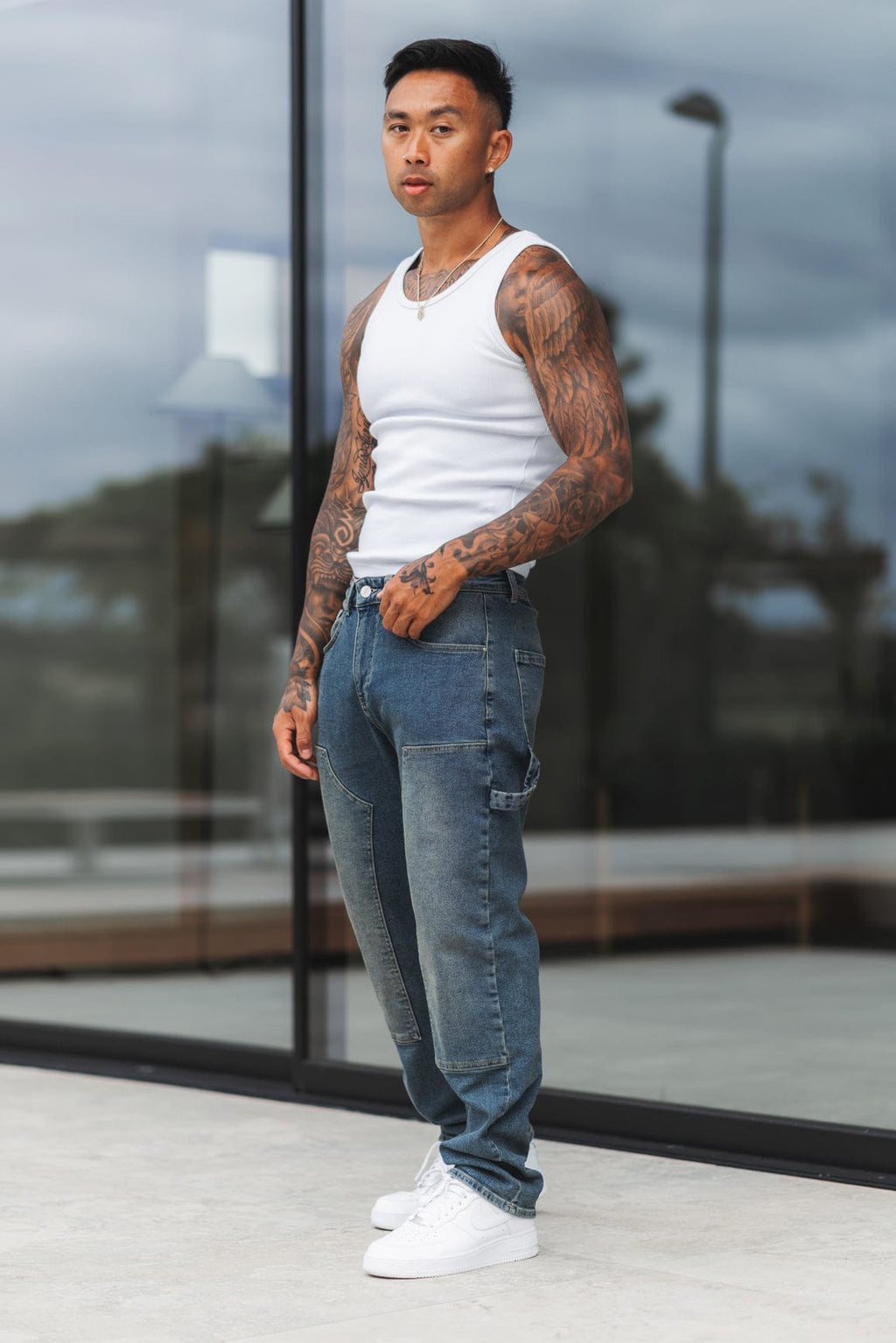 Legend London Jeans CARPENTER JEANS - WASHED STONE BLUE
