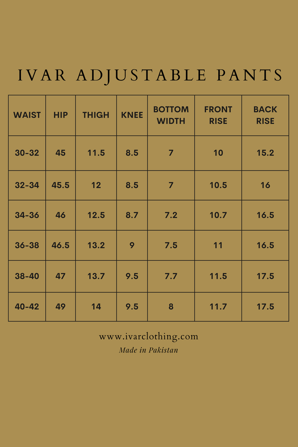 IVAR® Light Brown Adjustable pleated pants